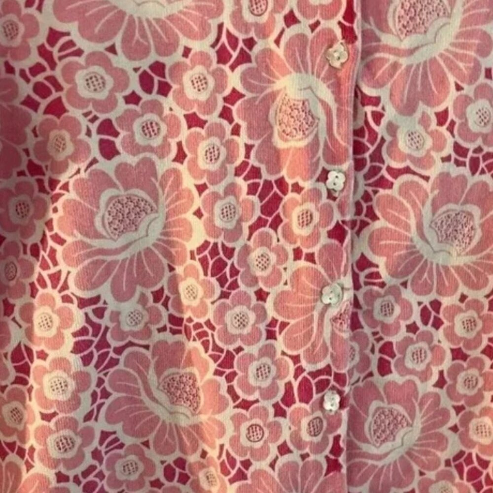 Lilly Pulitzer Pink Belle of‎ Lillyville Floral Cardigan Old Money Preppy Small - Picture 2 of 4